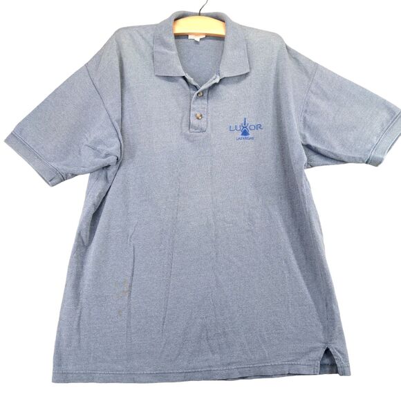 Pyramid Creations Luxor Las Vegas Embroidered Polo Shirt Mens XL Blue Side Slit - Picture 1 of 13